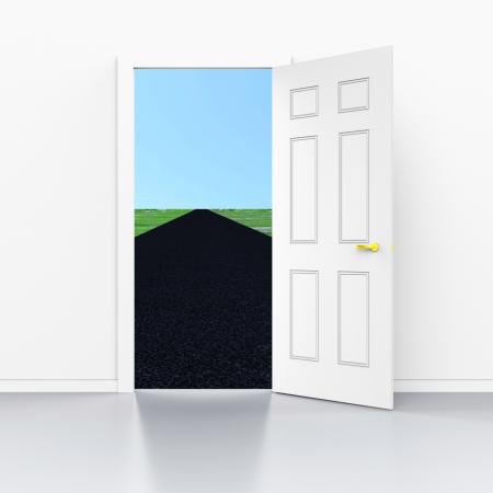 Long Road Indicates Door Frames And Doorframe