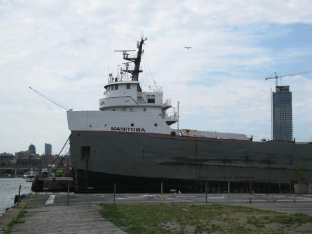 Looking north at the lake freighter Manitoba, moored in the Polson slip -e.jpg