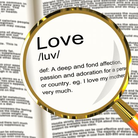 Love Definition Magnifier Showing Loving Valentines And Affection