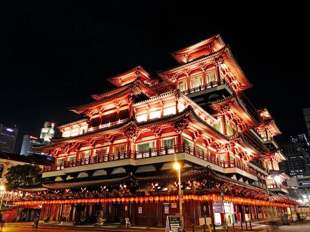 Low Angle Shot of Illuminated Building at Night