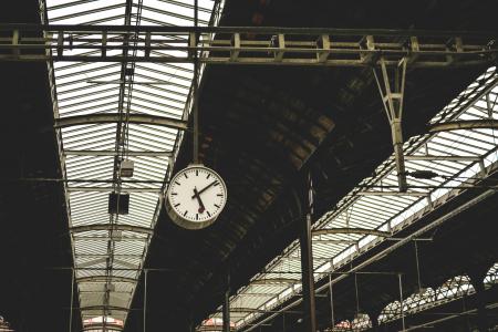 Low Angle View of Clock at Railroad Station