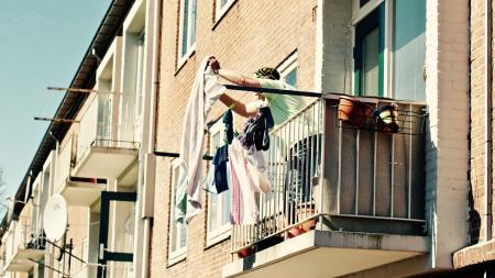 Low Angle View of Clothes Hanging on Balcony