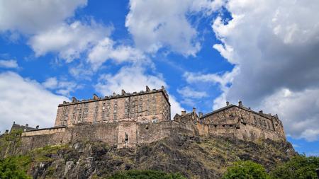 Low Angle View of Fort Against Cloudy Sky