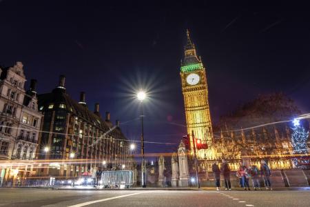Low Angle View of Illuminated Tower at Night