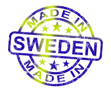 Made In Sweden Stamp Shows Swedish Product Or Produce