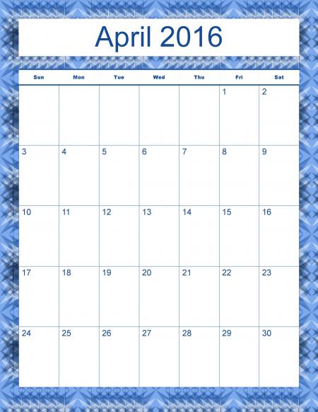 Madison's Peak April 2016 Calendar