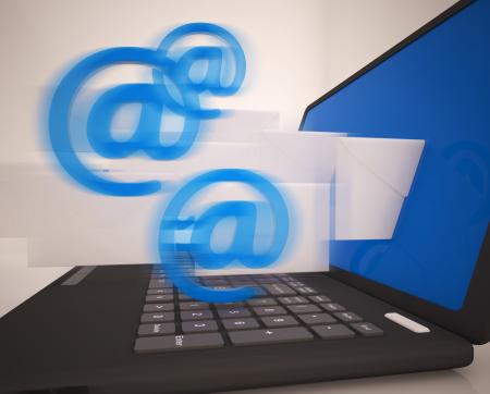 Mail Signs Leaving Laptop Shows Electronic Mails