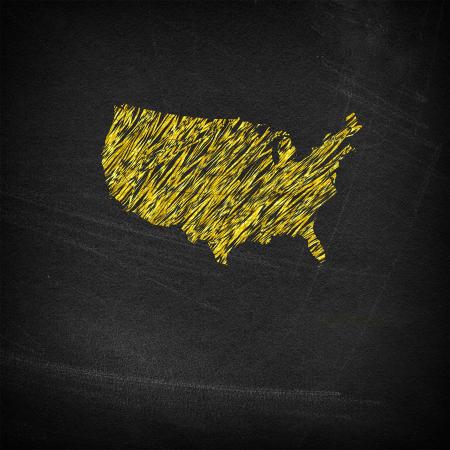 Main continental United States on chalkboard