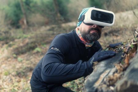 Man in Black Sweatshirt With Vr