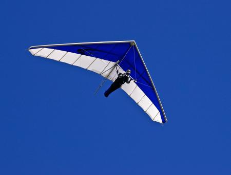 Man on Blue and White Air Glider