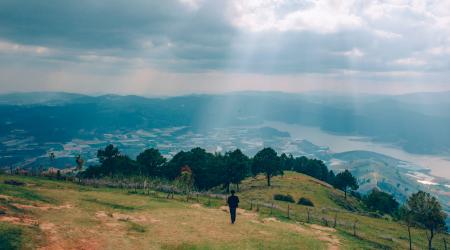 Man Walking on Mountain