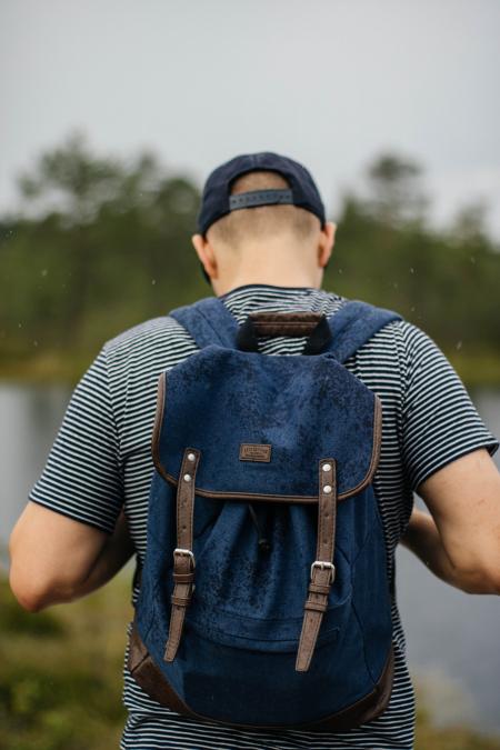 Man Wearing Black Backpack