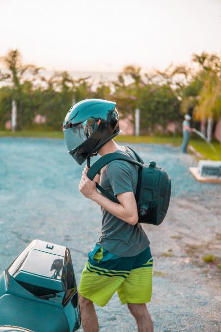 Man Wearing Black Helmet