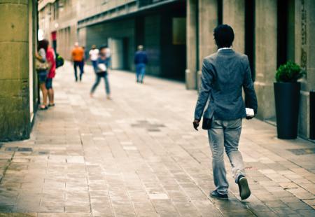 Man Wearing Gray Suit Jacket While on Pathway