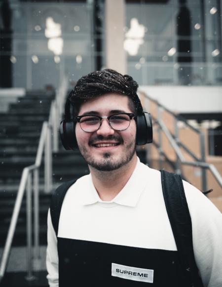 Man Wearing Headset and Smiling