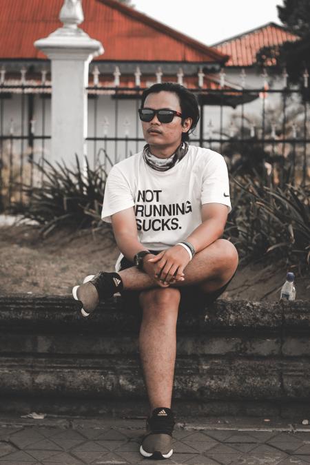 Man Wearing White Crew Neck Shirt