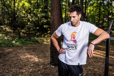 Man Wearing White Crew-neck T-shirt