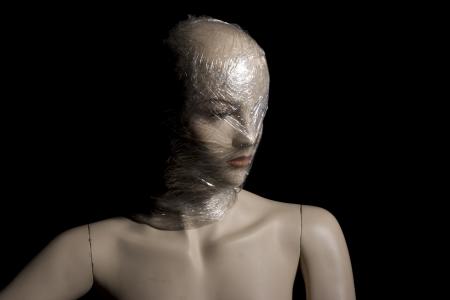 Mannequin with Plastic Over Head