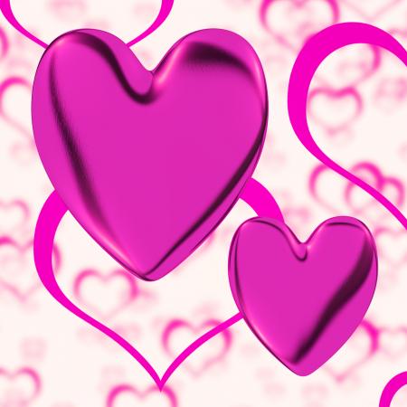 Mauve Hearts On A Heart Background Showing Love Romance And Romantic F