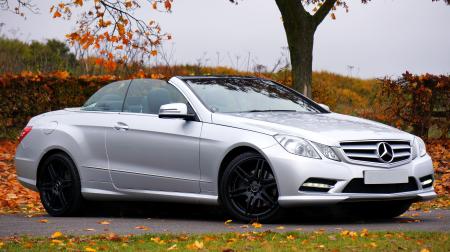 Mercedes Benz Silver Coupe Convertible