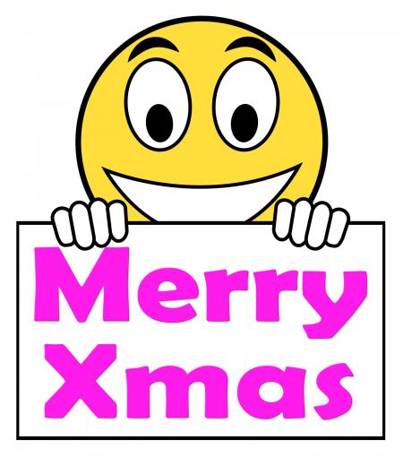 Merry Xmas On Sign Means Happy Christmas