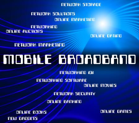 Mobile Broadband Represents World Wide Web And Computer