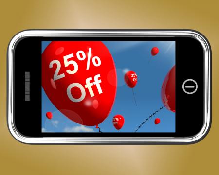 Mobile With 25% Off Sale Discount Balloon