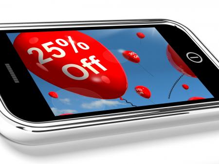 Mobile With 25 Off Sale Promotion Balloons