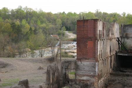 Modern ruins over looking a river