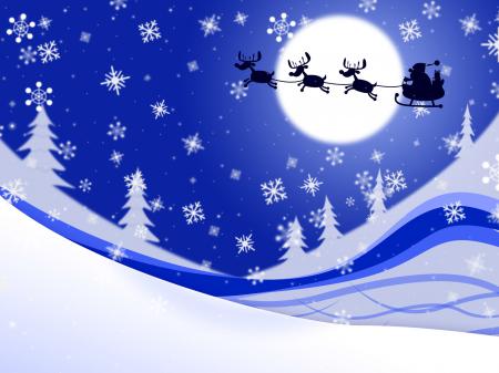 Moon Xmas Indicates Father Christmas And Celebrate