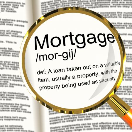 Mortgage Definition Magnifier Showing Property Or Real Estate Loan