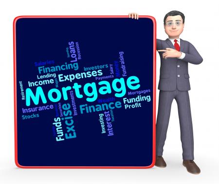 Mortgage Word Shows Home Loan And Debt