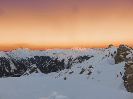 Mountain Covered With Snow during Sunset