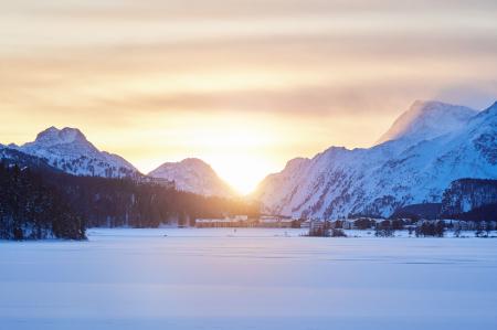 Mountain Range Near Snowfield