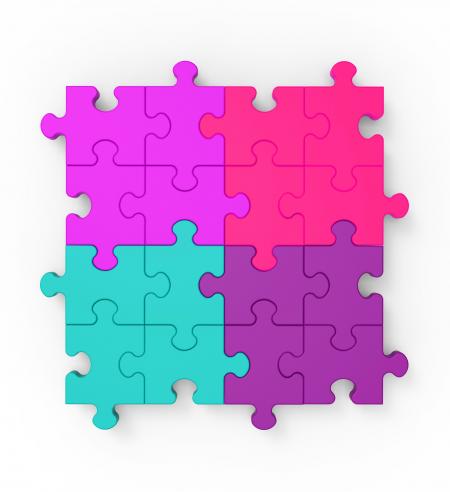 Multicolored Puzzle Square Shows Completion