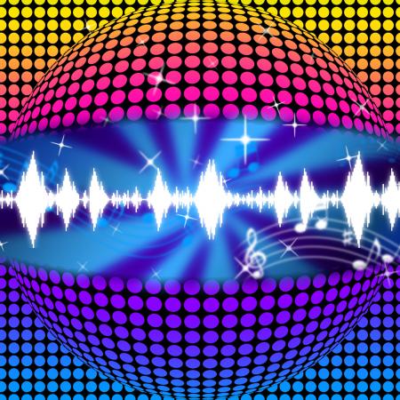 Music Disco Ball Background Means Soundwaves And Partying