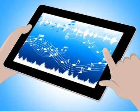 Music Indicates Soundtracks On Tablet 3d Illustration