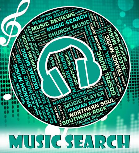 Music Search Represents Sound Track And Audio