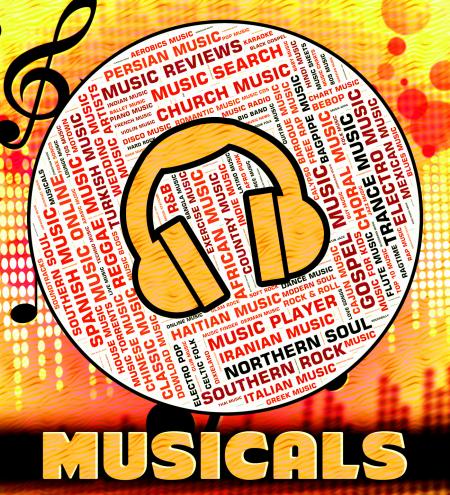 Musicals Word Represents Sound Tracks And Audio