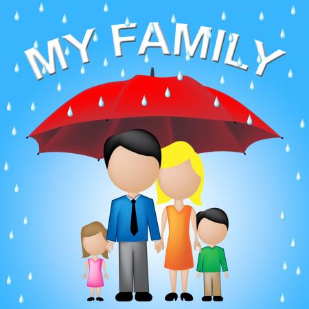 My Family Shows Parasol Umbrella And Sibling