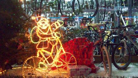 Neon Sporty Santa and bikes