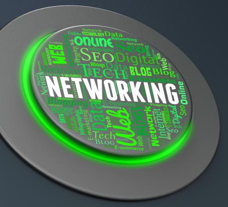 Networking Button Means Global Communications And Computing