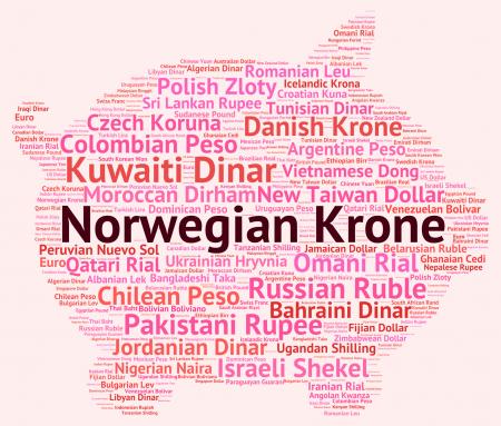 Norwegian Krone Indicates Worldwide Trading And Exchange