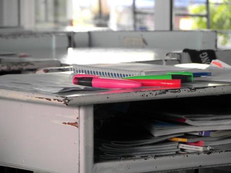 Notebook on a School Desk