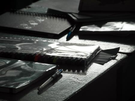 Notebooks on a School Desk