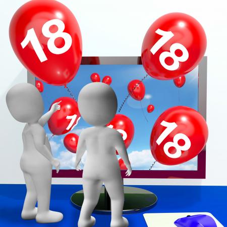 Number 18 Balloons from Monitor Show Online Invitation or Celebration