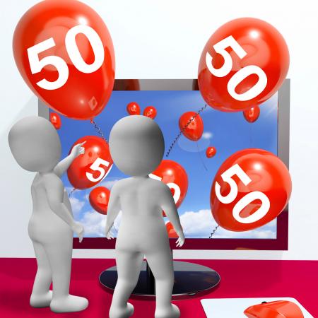 Number 50 Balloons from Monitor Show Online Invitation or Celebration