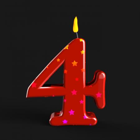 Number Four Candle Means Wax Cake Candle Or Birthday Candle