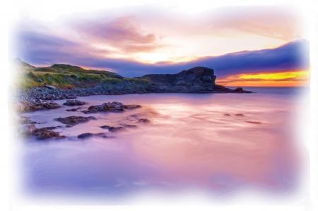 Oil Painted Shore Landscape