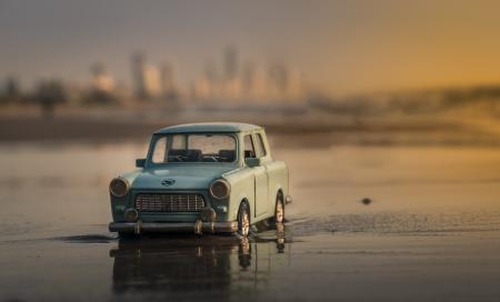 Old car on beach